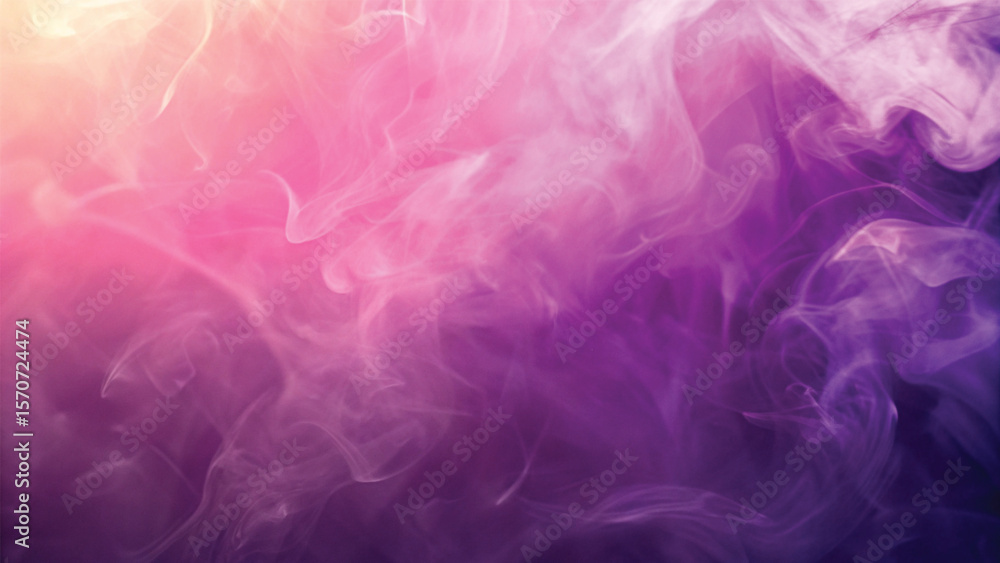 Fototapeta premium Pink and purple smoke billows in a smooth, flowing wave, creating a dark, colorful, and artful design against a black background