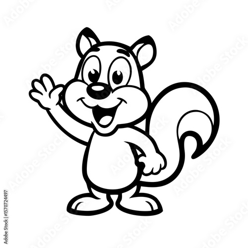 Cartoon funny squirrel waving hand isolate 