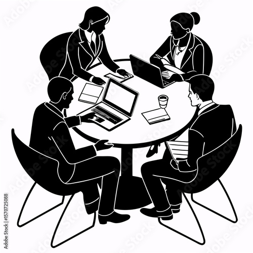 Business professionals collaborating around a table business meeting teamwork