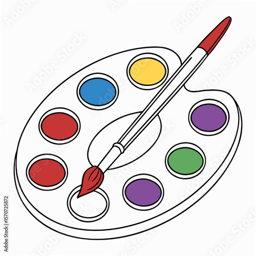 Colorful paint palette with brush artist painting