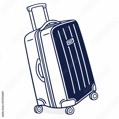 Dark blue wheeled luggage with retractable handle suitcase travel