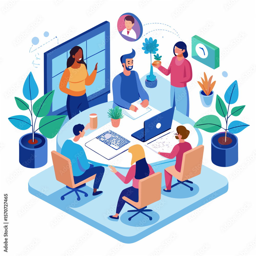 Fototapeta premium Diverse team collaborating in a modern office business meeting collaboration