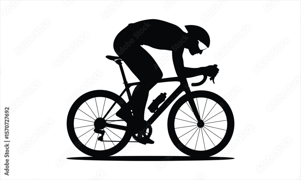 Fototapeta premium Man riding bicycle silhouette