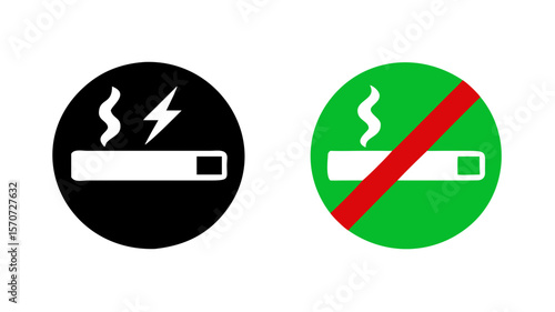 Smoking and no smoking area signs vector illustration for public health rules