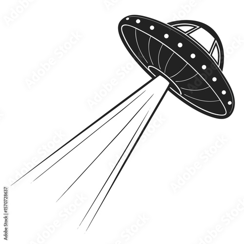 Flying saucer emitting light beams from underside alien spacecraft extraterrestrial
