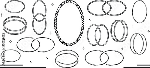 circle rope badge frame woodcut engraving vector illustration