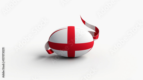 Free Download A rugby ball adorned with the england flag and a flowing red ribbon, symbolizing national pride and the spirit of the sport - GFXLoad