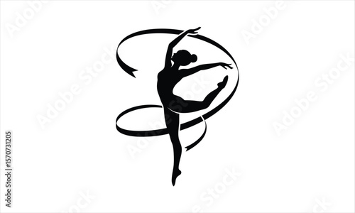 Graceful gymnast performing athletic pose silhouette