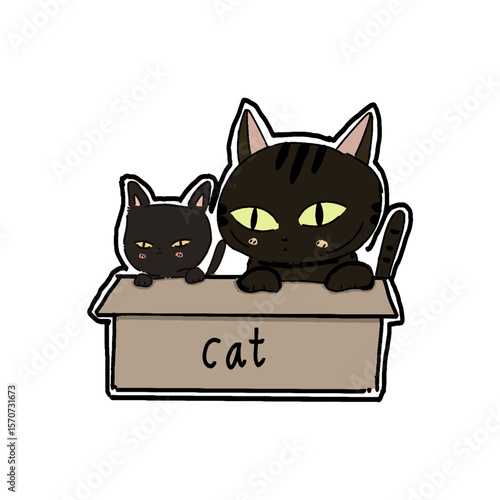 Black cat cute cartoon