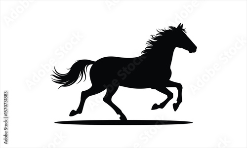 Majestic horse in motion silhouette
