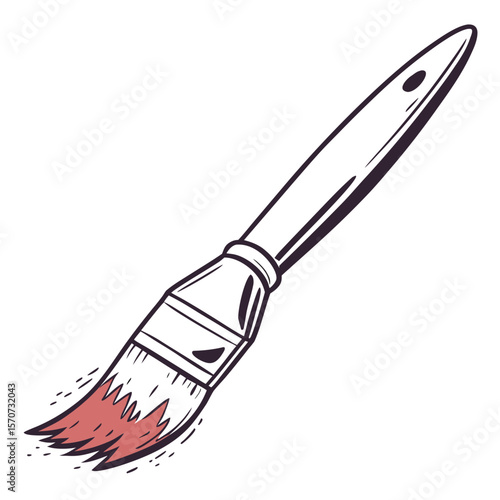 Paintbrush with red paint stroke artist
