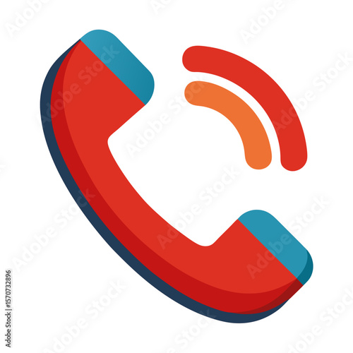 Red blue and orange phone receiver call communication
