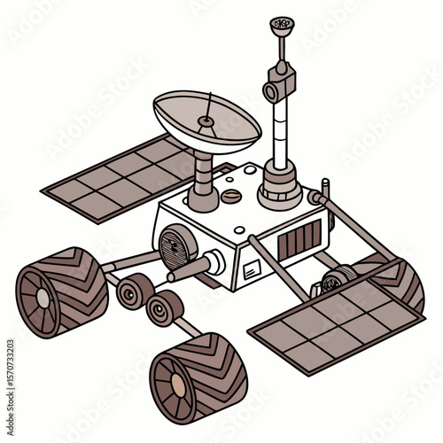 Robotic exploration vehicle with solar panels and antenna mars rover robotic vehicle
