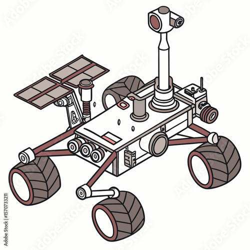 Robotic exploration vehicle with solar panels and camera rover space