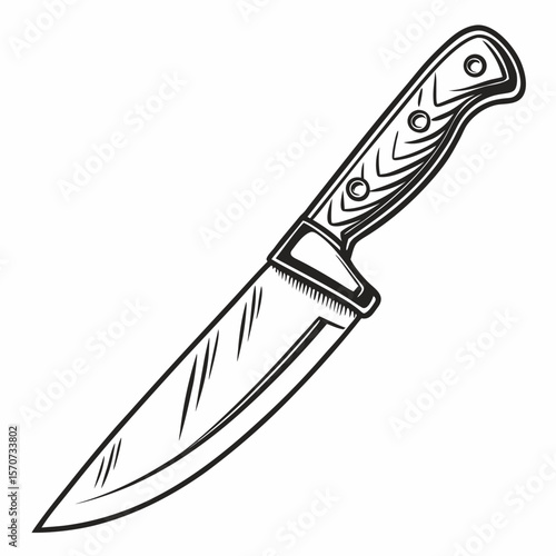 Sharp kitchen blade with wooden handle and metal rivets kitchen knife cooking