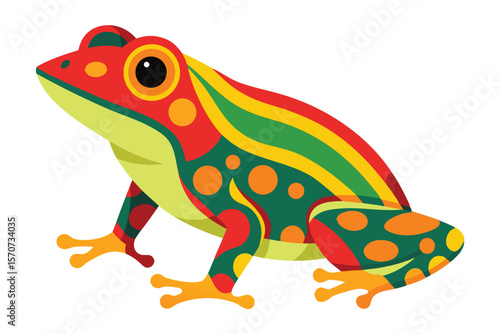 Vibrant and colorful abstract frog illustration with geometric patterns