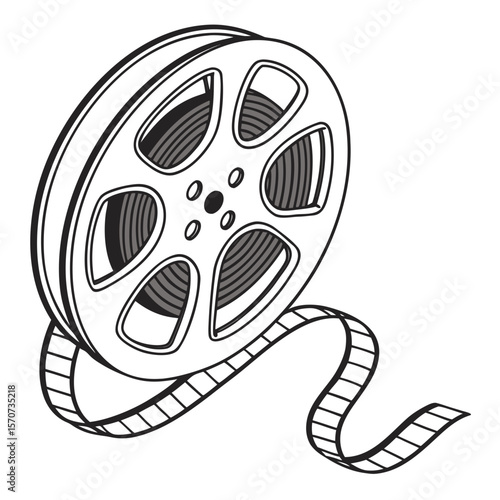 Vintage Film Reel With Unspooling Tape movie cinema