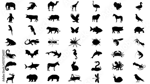 animals icon silhuette vector big set 