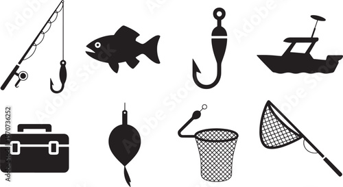  Essential Fishing Gear and Supplies Icons Collection