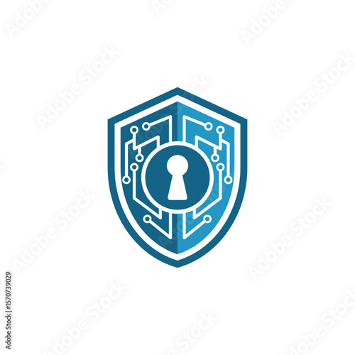 Cybersecurity Logo Icon Design with Shield and Lock Key. Vector Template for Online Protection, Website Safety, and Secure Digital Access