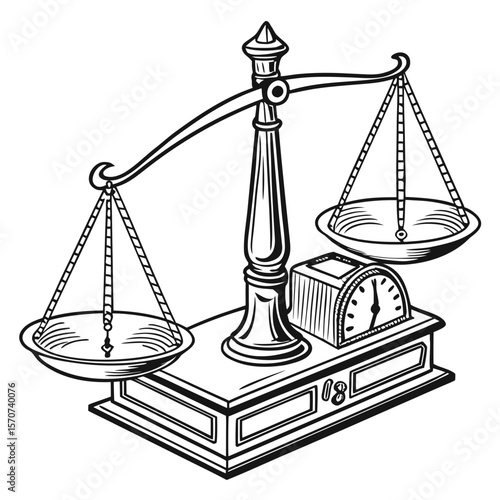 Antique balance scale with dial weight measurement