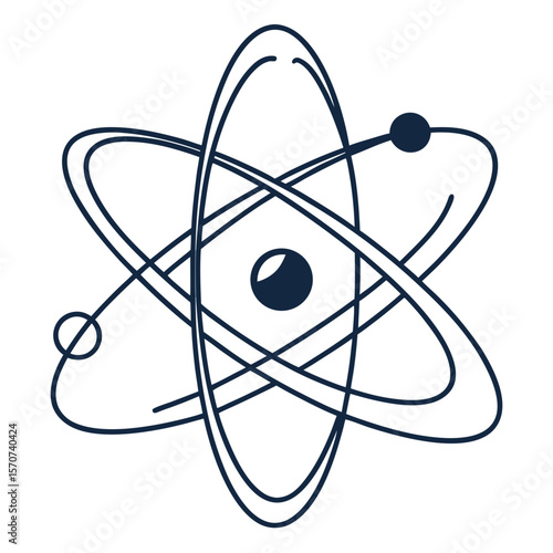 Atomic structure symbol with orbiting electrons orbits