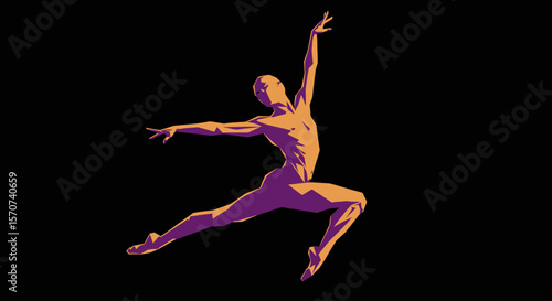 flat vektor Minimalist Geometric Illustration of Dancer