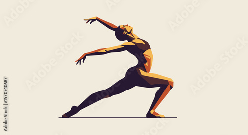 Flat Minimalist Geometric Illustration of Dancer in Motion