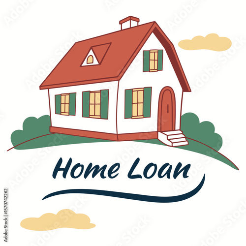 Cozy house with red roof and green shutters home loan