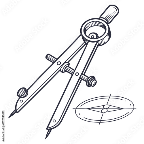 Drawing compass and navigational tool geometric instrument
