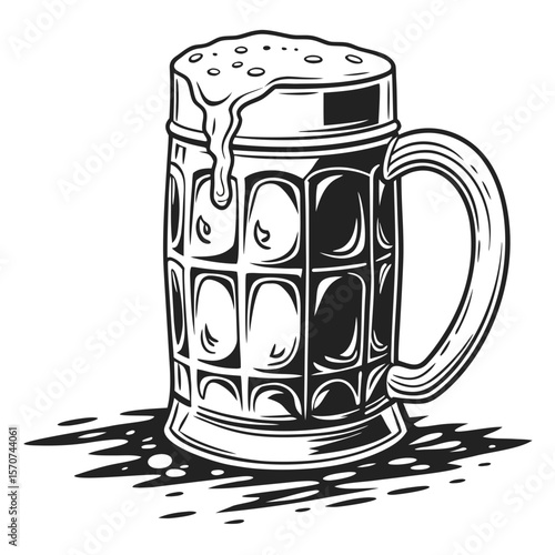 Frothy beer mug drink beverage