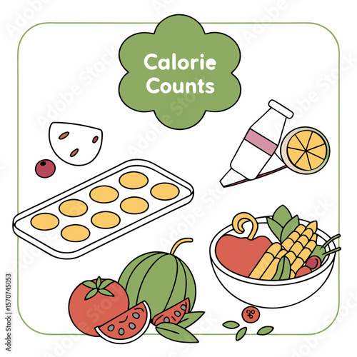 Healthy Foods Calorie Counts Illustration healthy eating