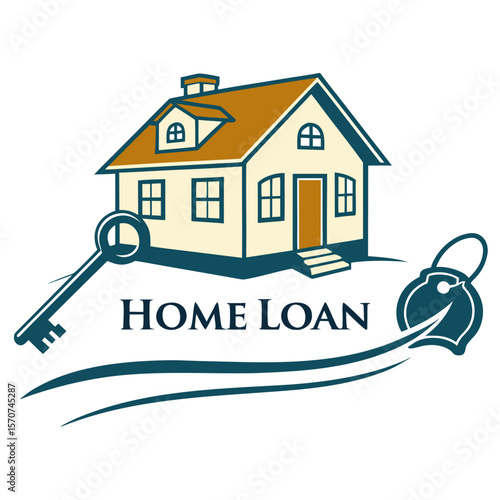 House key and home loan text mortgage