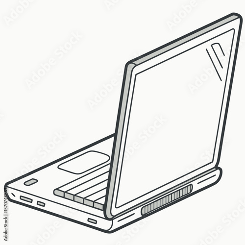 Open laptop with grey keyboard technology computer