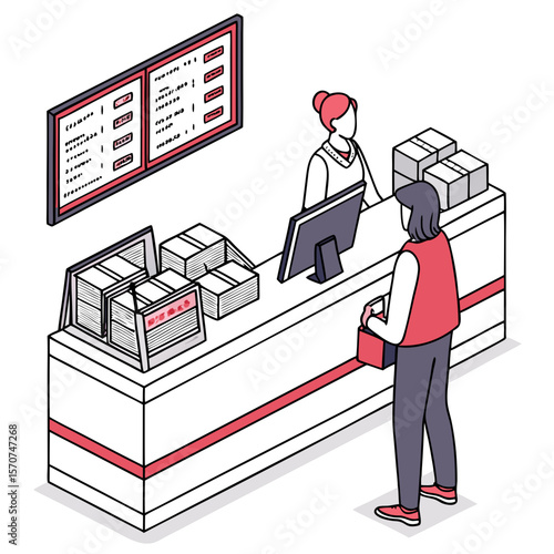 People at currency exchange counter money transaction