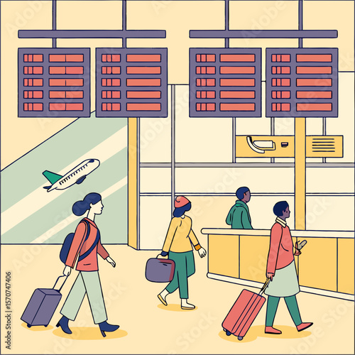 People traveling with luggage at airport suitcase