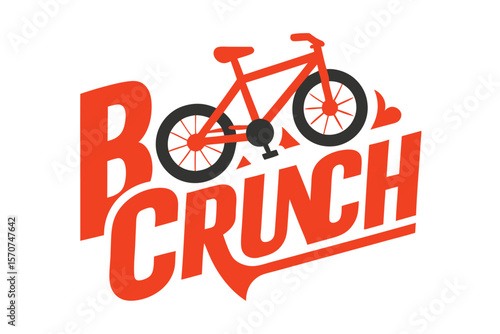 Bold orange bicycle logo with crunch text