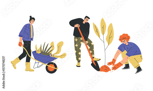 Community Gardening Engaging Actively in Various Planting and Landscaping Activities Together