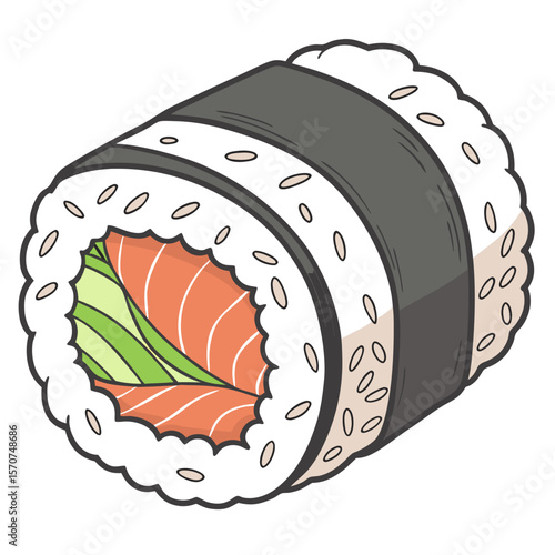 Salmon and avocado sushi roll rice nori