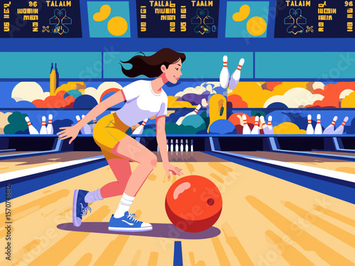 a woman enjoying a game of bowling, embodying active recreation and a fun, healthy lifestyle