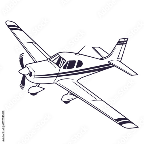 Single engine propeller aircraft flying airplane