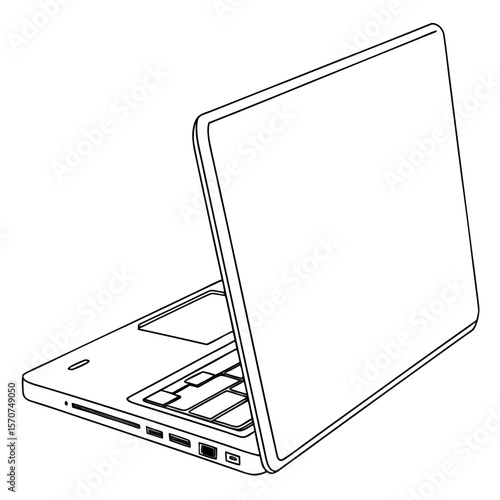 Sleek laptop open on white background notebook computer