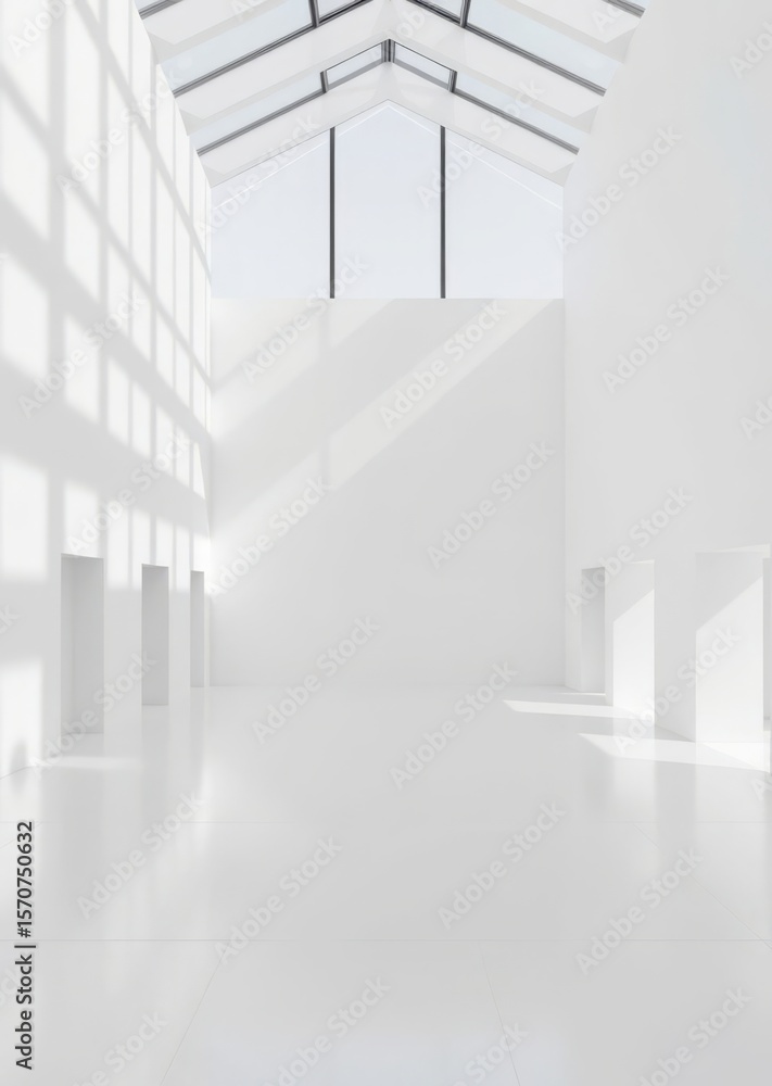 Obraz premium White empty room space design Empty room interior design architecture blank design room striking structures clean lines geometric shapes dramatic angles play of light and shadow capturing ar
