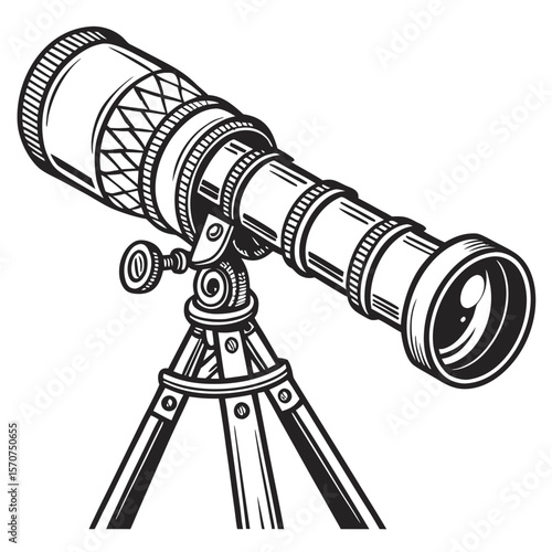 Vintage telescope on tripod astronomy science