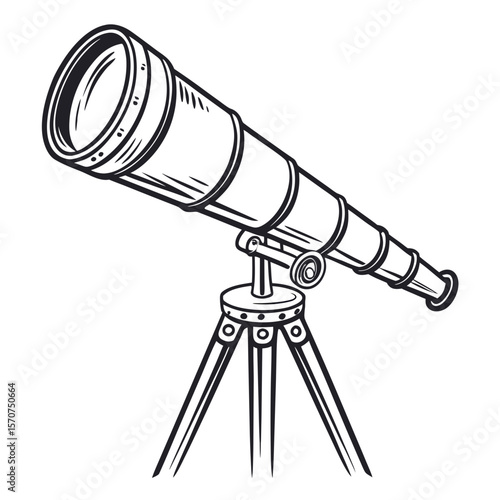 Vintage telescope on tripod astronomy science