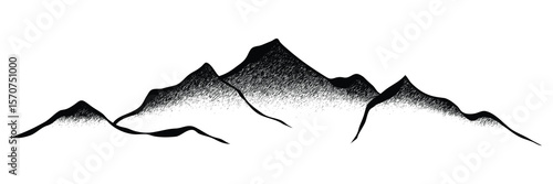 Vector sketch, mountain landscape, imitation of a pencil drawing