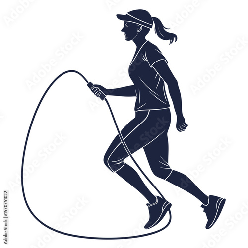 Woman jumping rope athletic silhouette fitness exercise