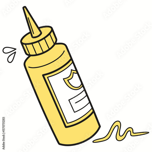 Yellow mustard bottle with squirts condiment food