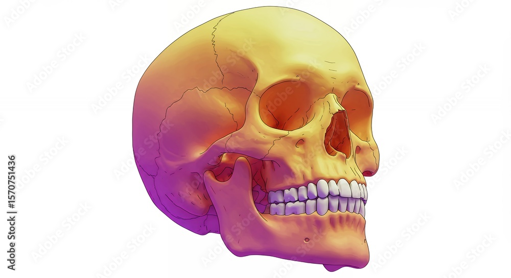 Obraz premium Human skull illustration for educational use