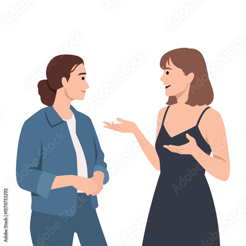 Two Friends Engaged in a Conversation. Flat vector illustration isolated on white background